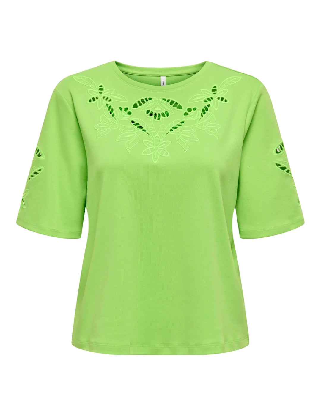 Camiseta Bordados Only Onldonnie Verde | Bicos de Fío