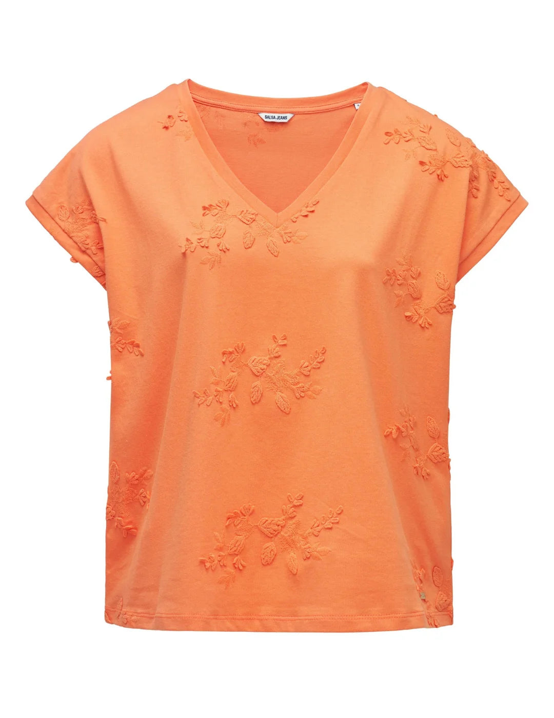 Camiseta Salsa Jeans Flower 3D Naranja | Bicos de Fío