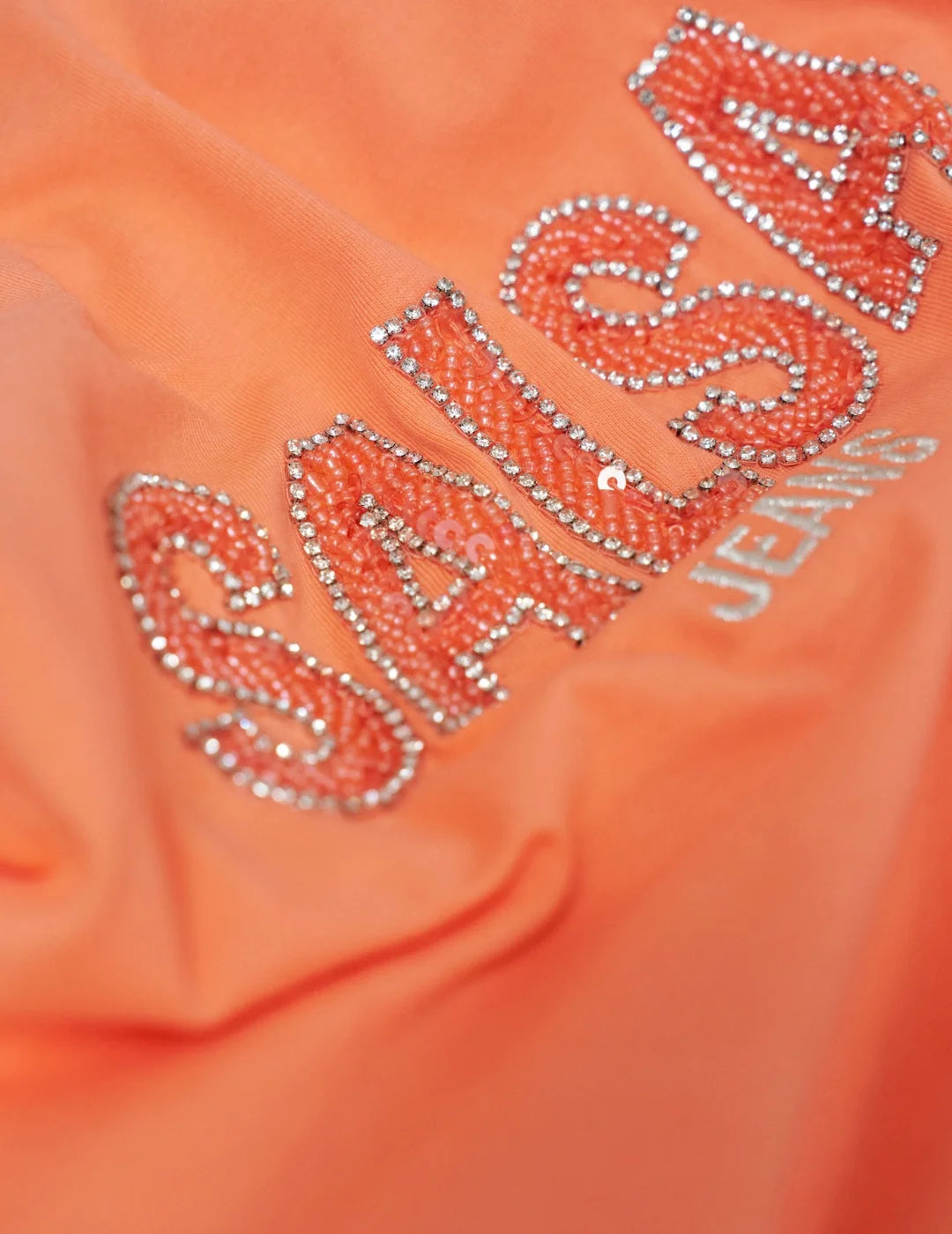 Camiseta Branding Abalorios Salsa Jeans Naranja | Bicos de Fío
