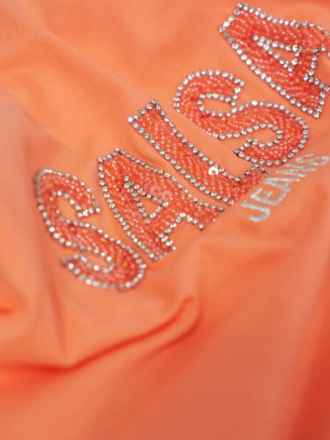 Camiseta Branding Abalorios Salsa Jeans Naranja | Bicos de Fío