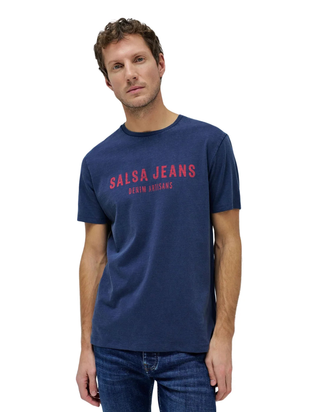 Camiseta Branding Washed Salsa Jeans Azul Marino | Bicos de Fío