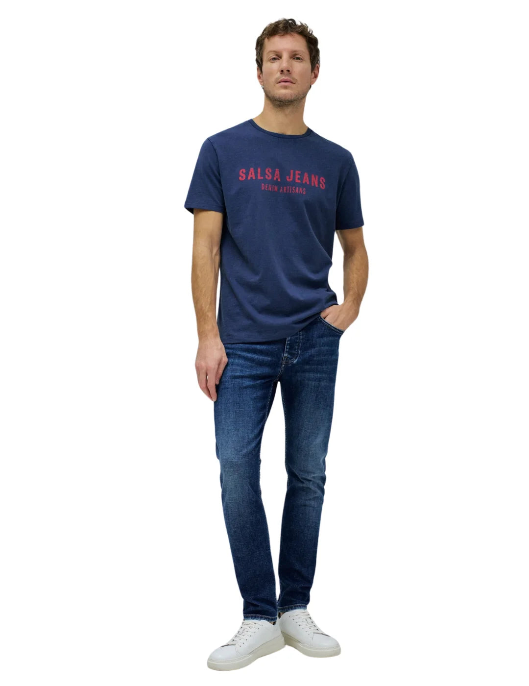 Camiseta Branding Washed Salsa Jeans Azul Marino | Bicos de Fío