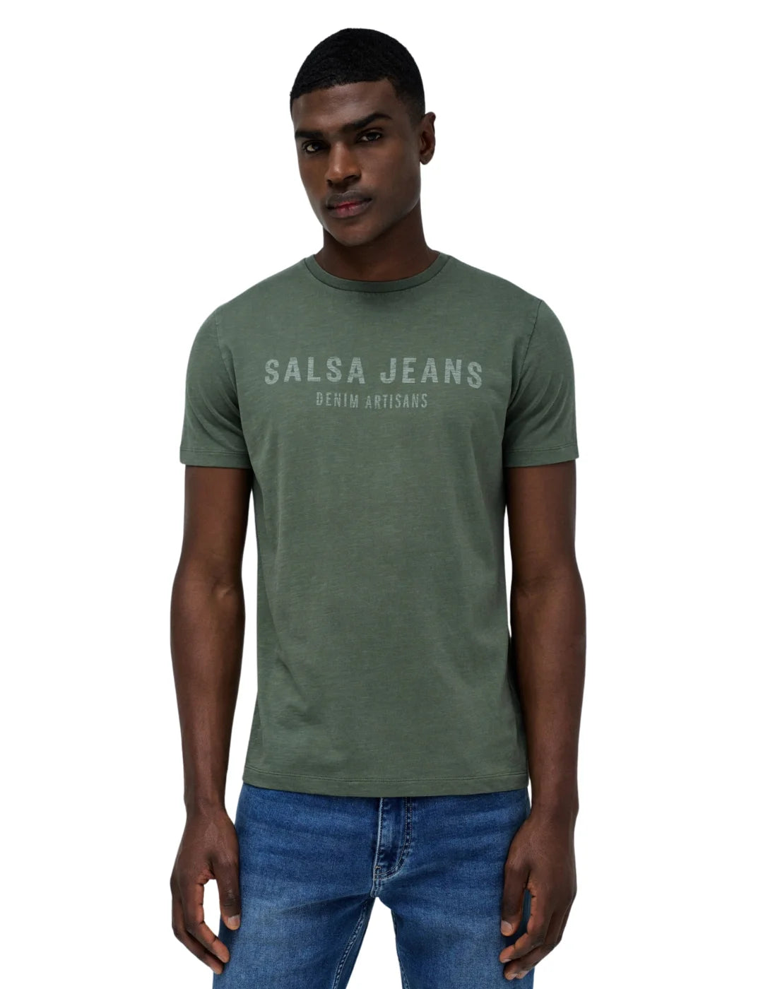 Camiseta Branding Washed Salsa Jeans Verde | Bicos de Fío
