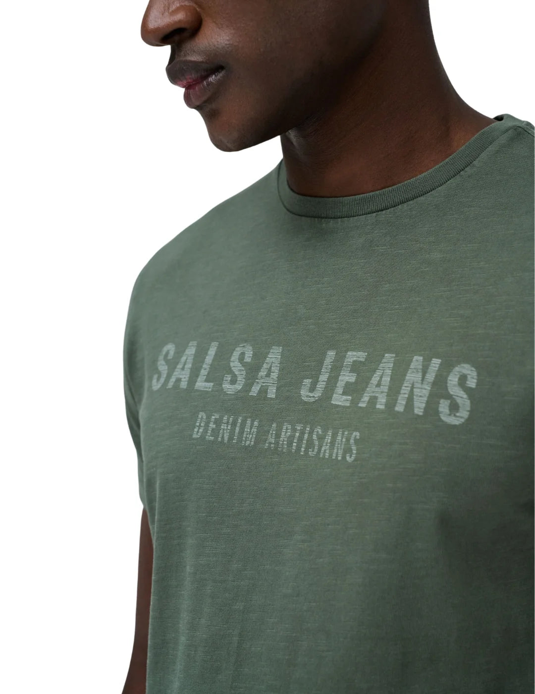 Camiseta Branding Washed Salsa Jeans Verde | Bicos de Fío