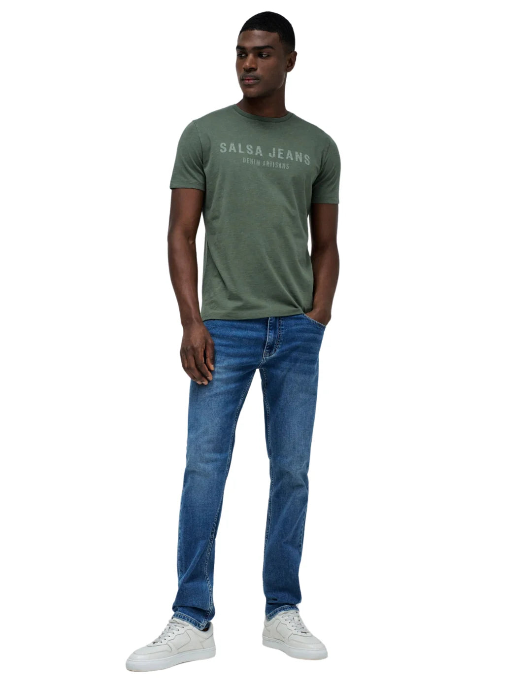 Camiseta Branding Washed Salsa Jeans Verde | Bicos de Fío