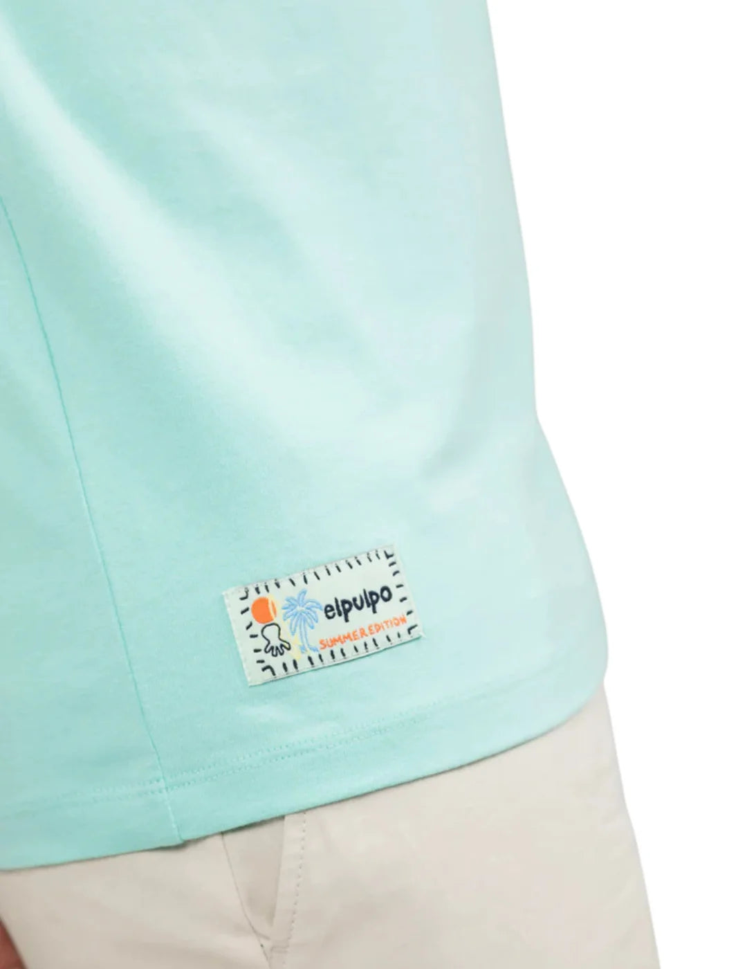 Camiseta elPulpo Logo Bordado Contraste Verde Agua | Bicos de Fío