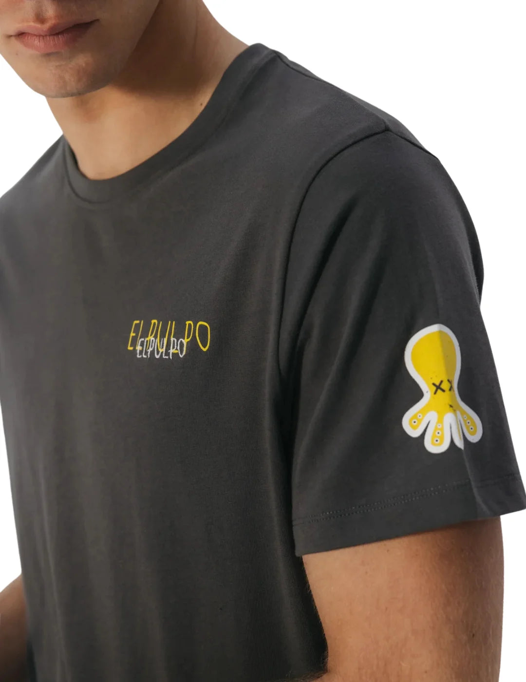 Camiseta El Pulpo Triple Logo Desgastado Antracita | Bicos de Fío