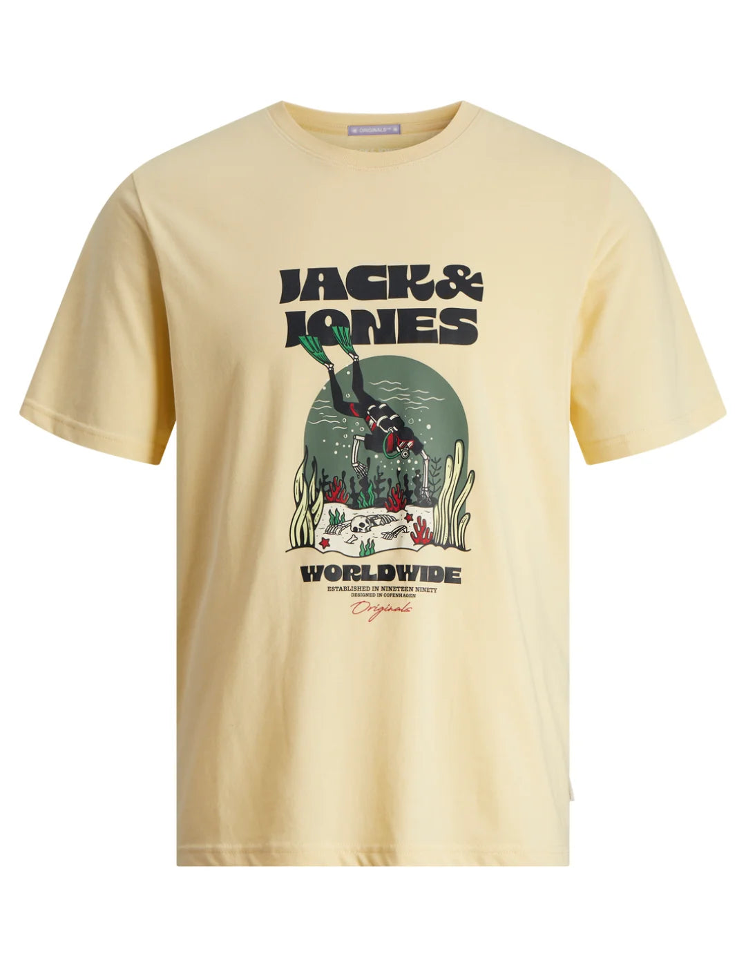 Camiseta Jack&Jones Calavera Coconut Amarillo | Bicos de Fío