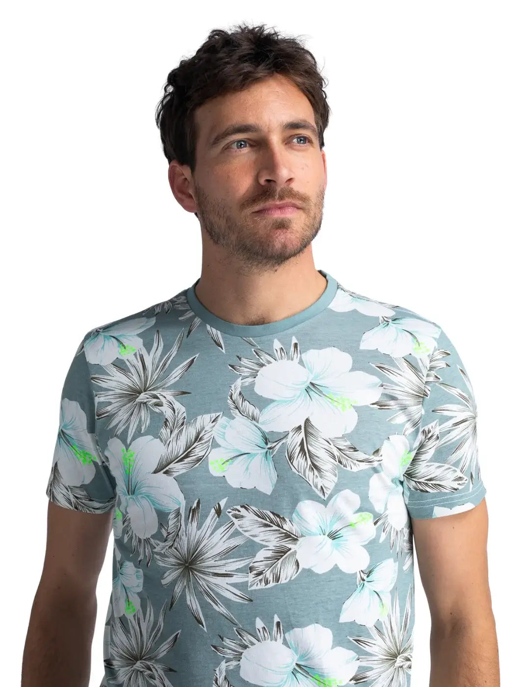 Camiseta Estampado Floral Petrol Industries Azul | Bicos de Fío