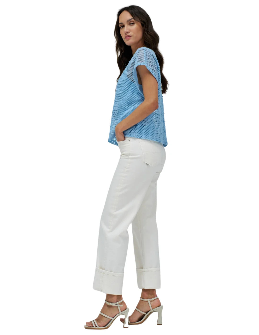 Camiseta Ganchillo Salsa Jeans Azul | Bicos de Fío