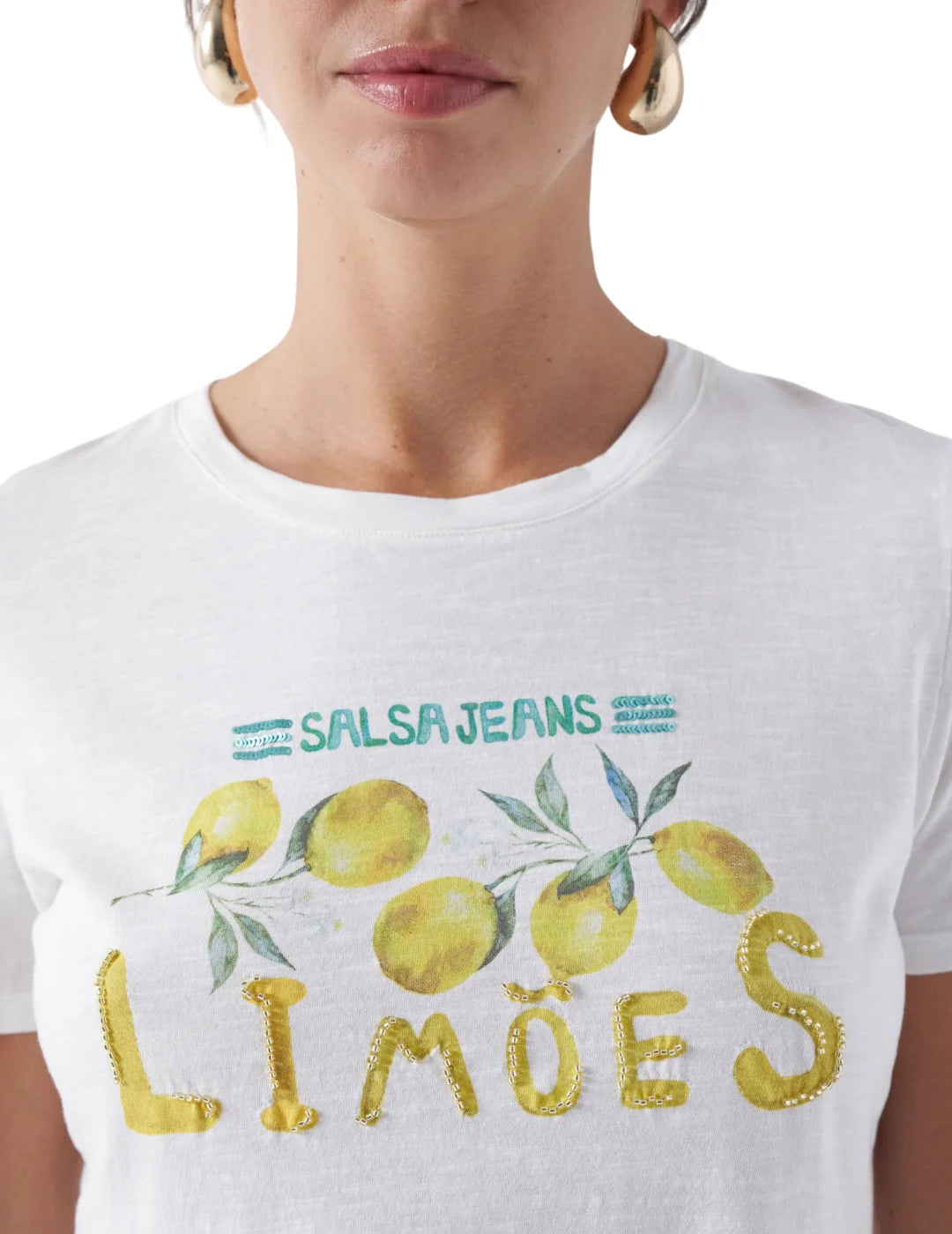 Camiseta Salsa Jeans Limoes Blanco | Bicos de Fío