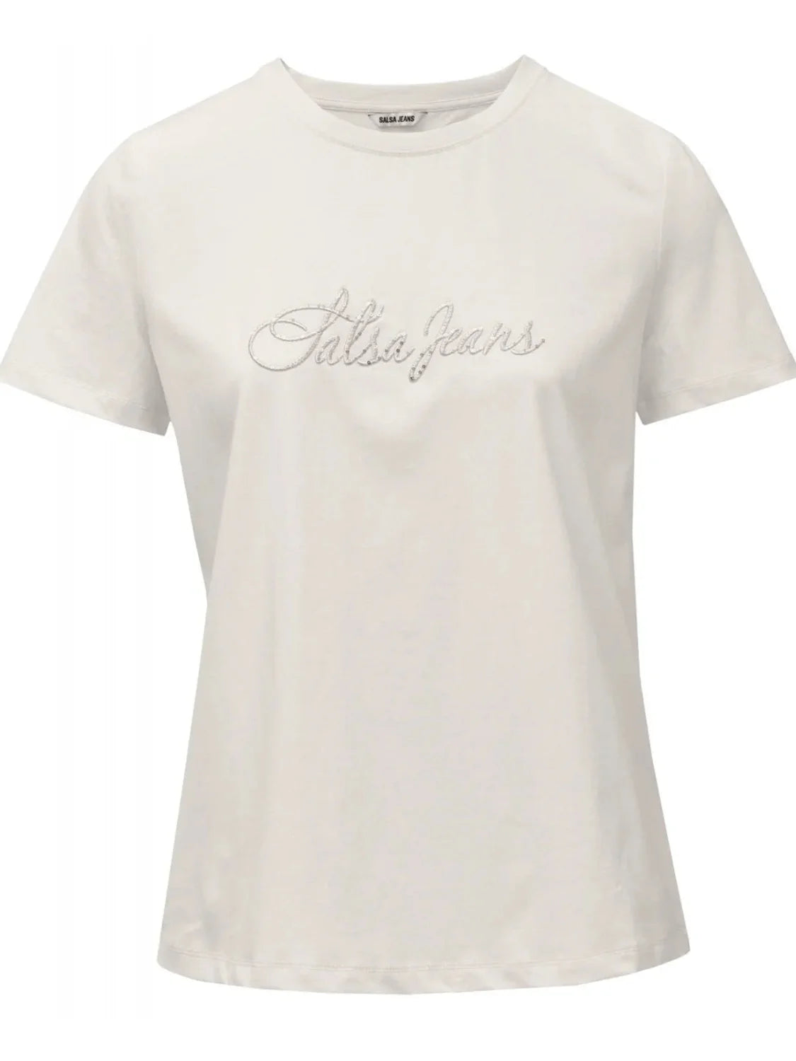 Camiseta Logo Bordado Brillo Salsa Jeans Beige | Bicos de Fío