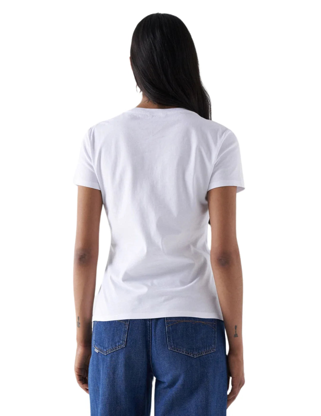 Camiseta Logo Cuentas Salsa Jeans Blanco | Bicos de Fío