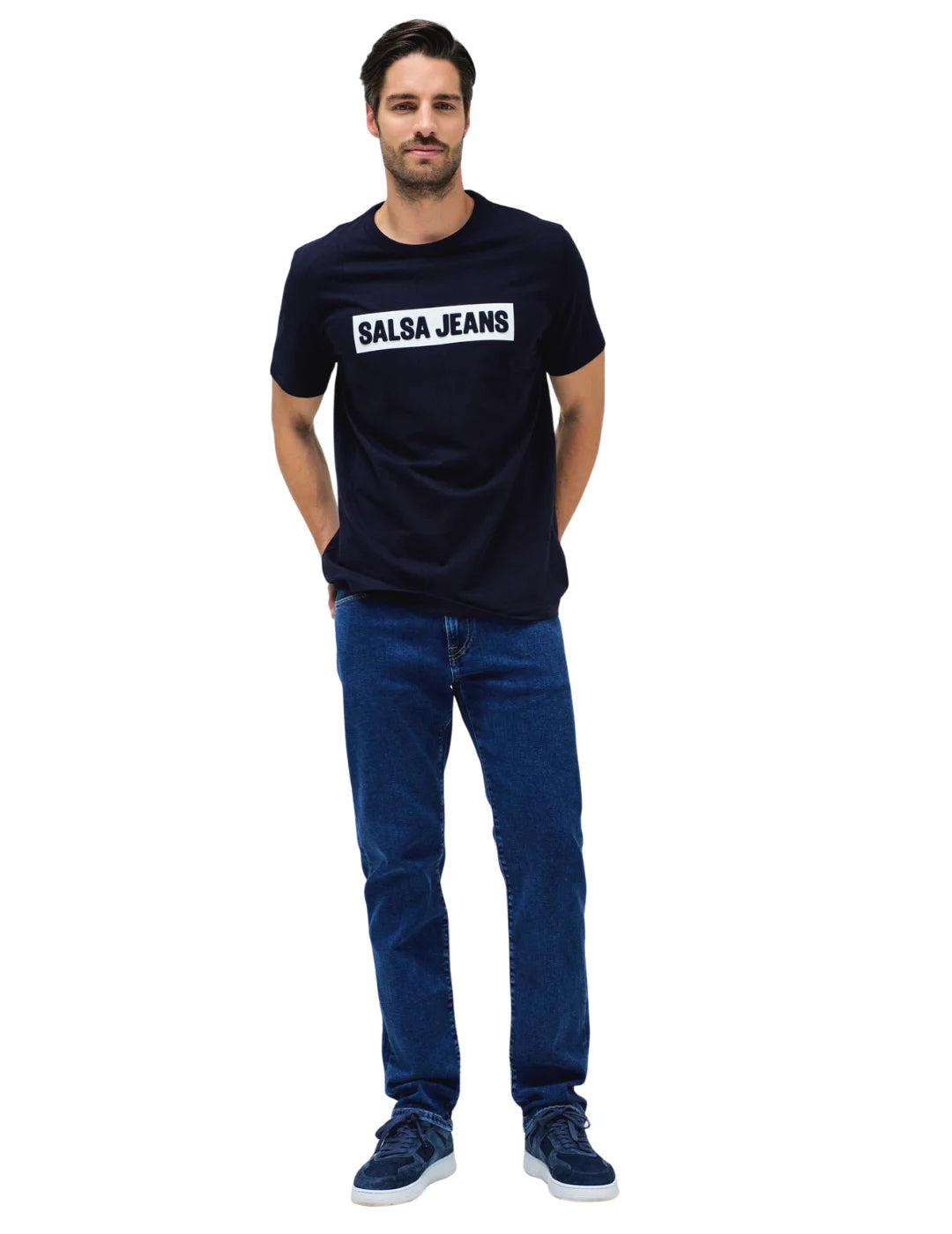 Camiseta Logo Relieve Salsa Jeans Azul Marino | Bicos de Fío