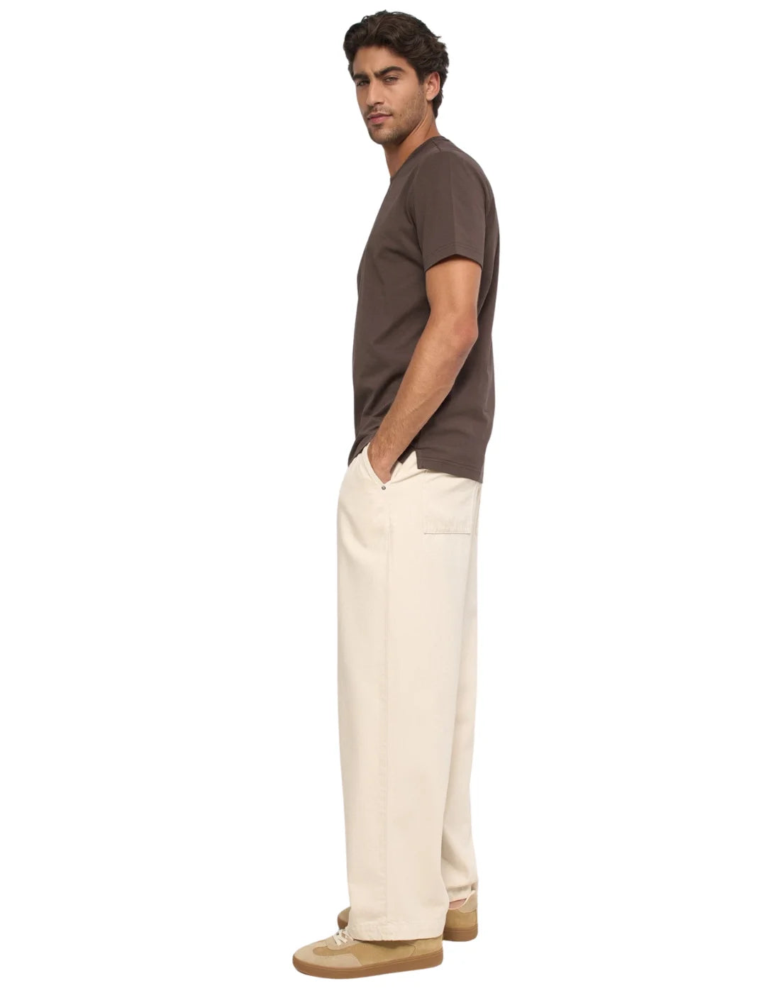 Camiseta Logo Relieve Salsa Jeans Marrón | Bicos de Fío