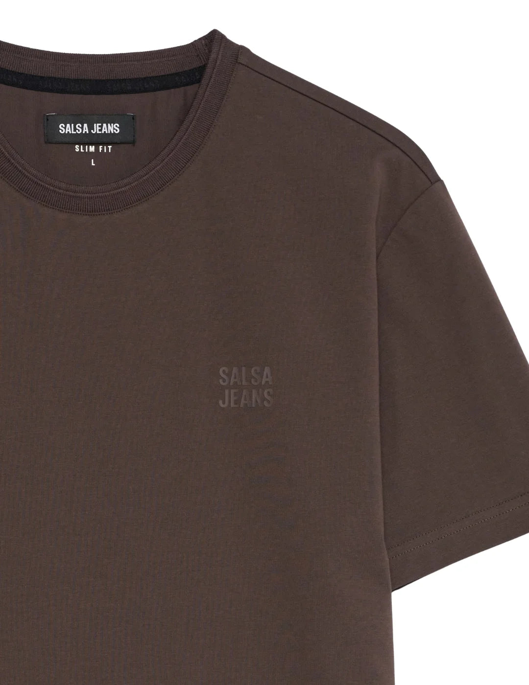 Camiseta Logo Relieve Salsa Jeans Marrón | Bicos de Fío