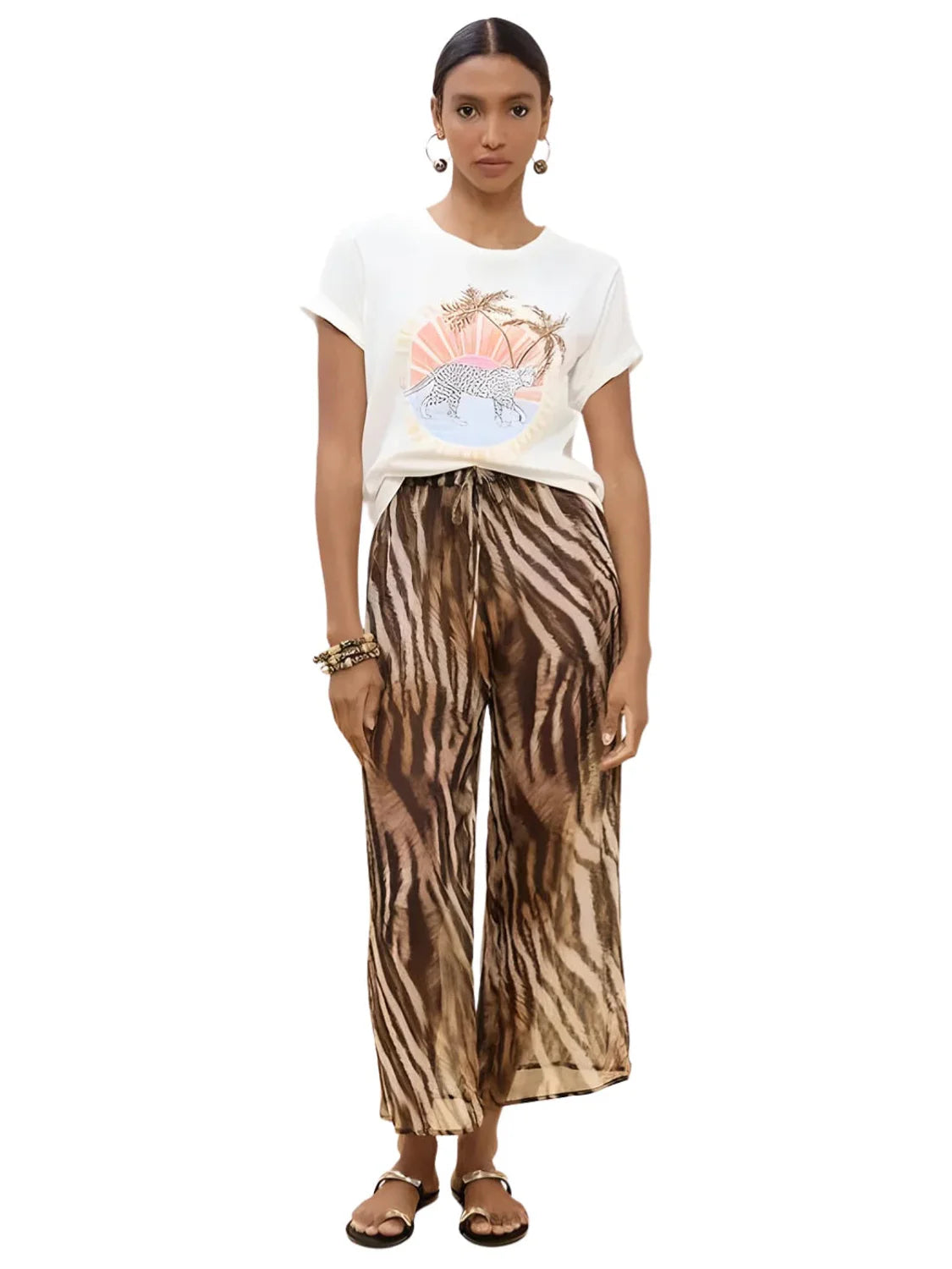 Camiseta Lola Casademunt Animal Palmeras Blanco | Bicos de Fío