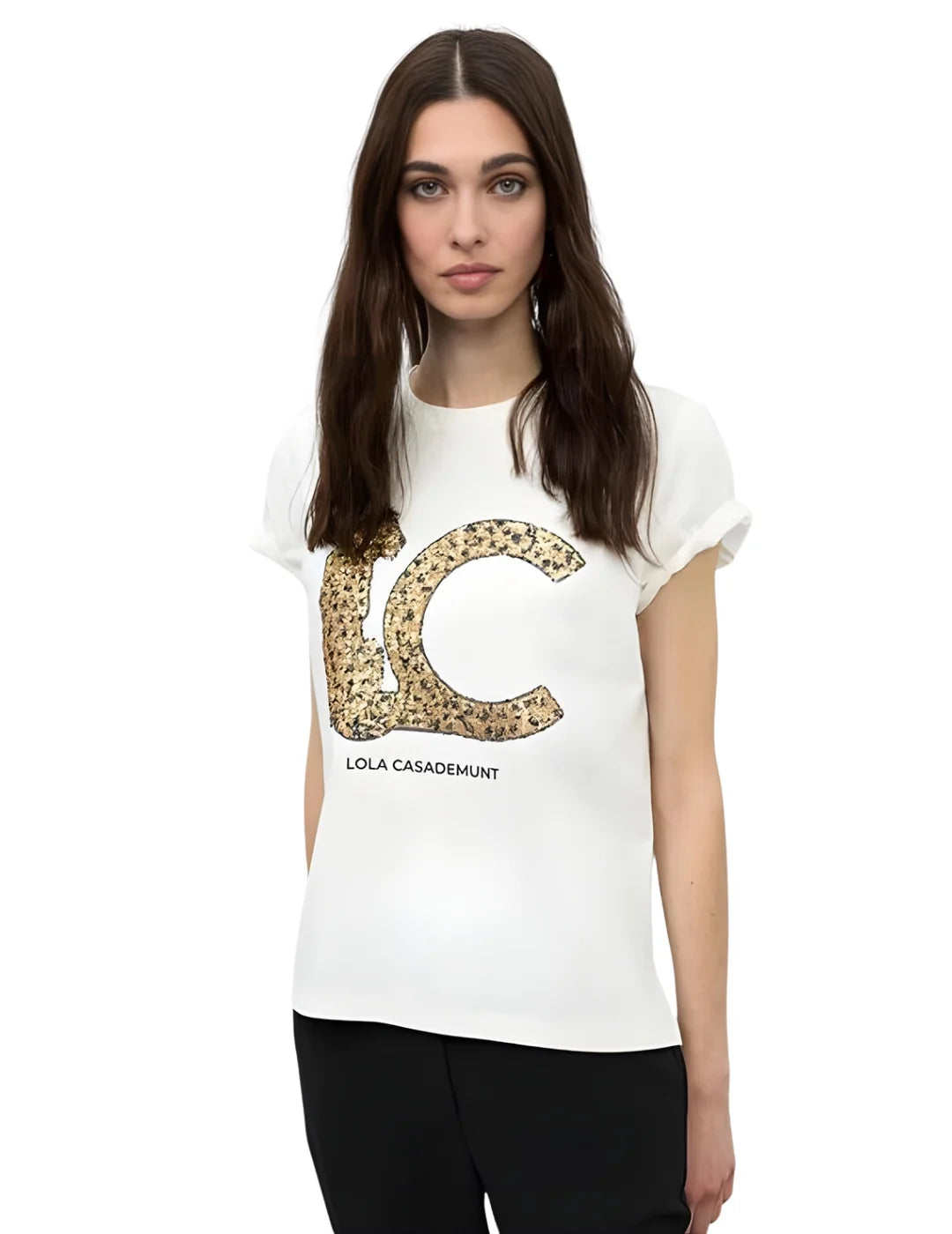 Camiseta Lola Casademunt LC Lentejuelas Blanco | Bicos de Fío