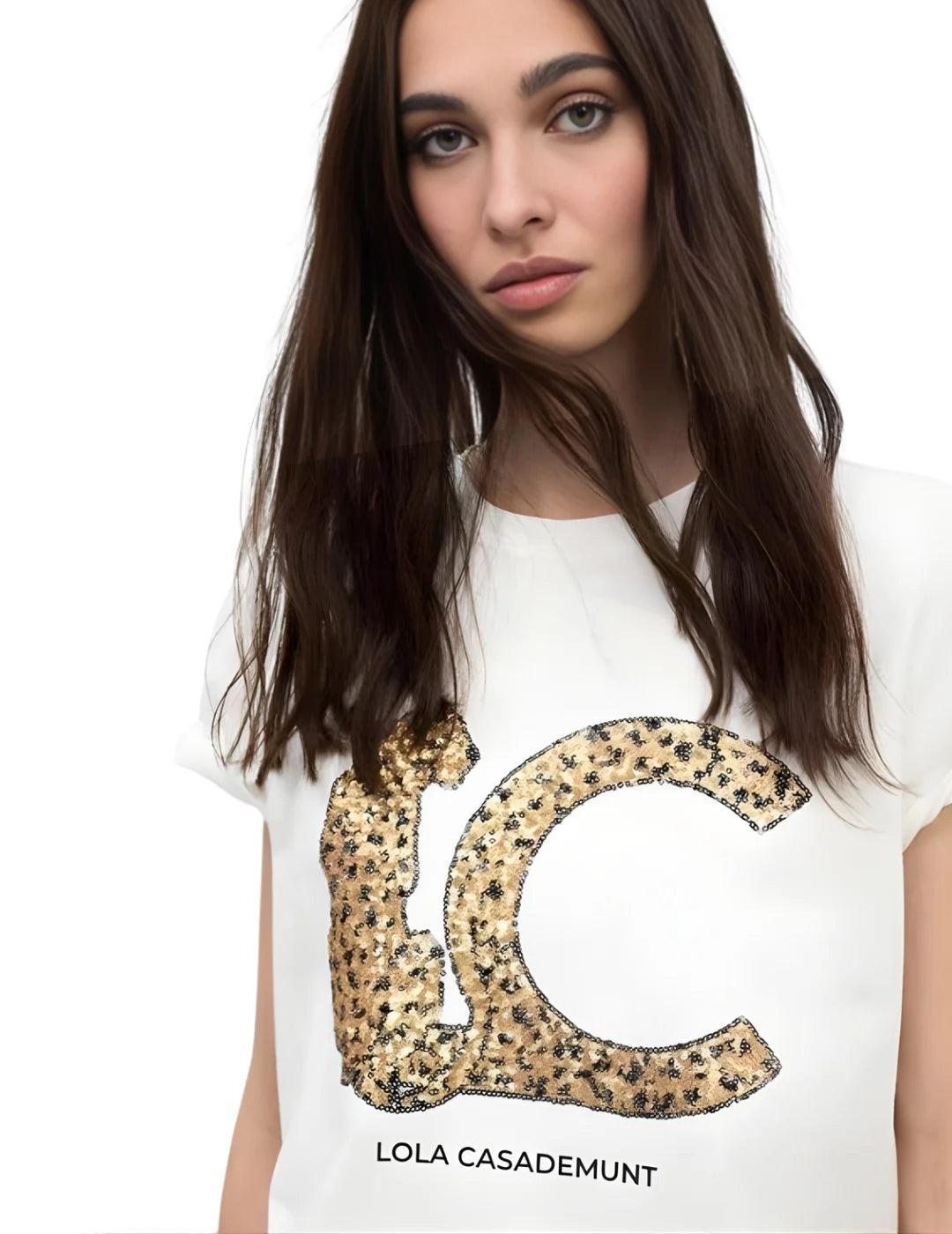 Camiseta Lola Casademunt LC Lentejuelas Blanco | Bicos de Fío