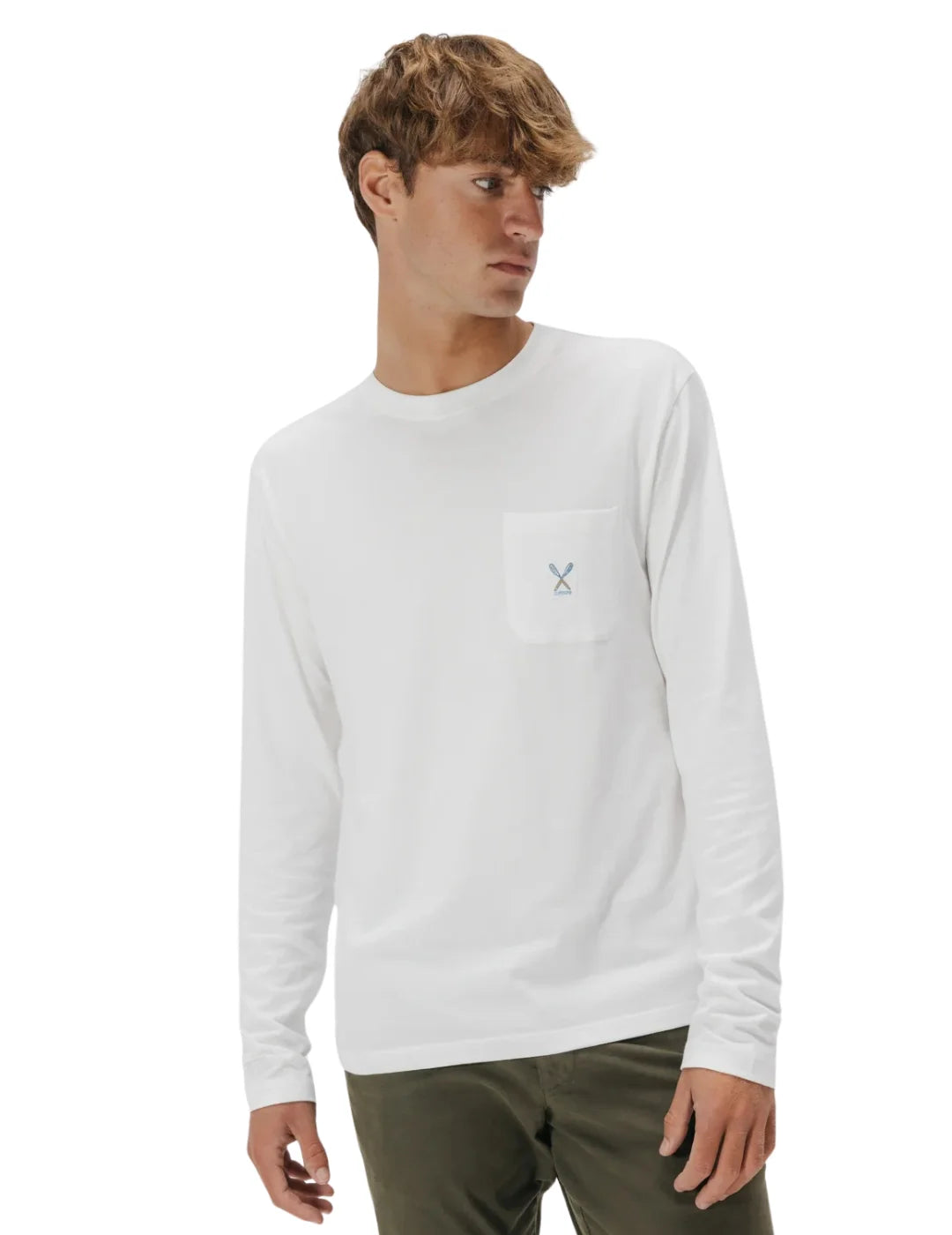 Camiseta Manga Larga El Pulpo Bolsillo Blanco | Bicos de Fío