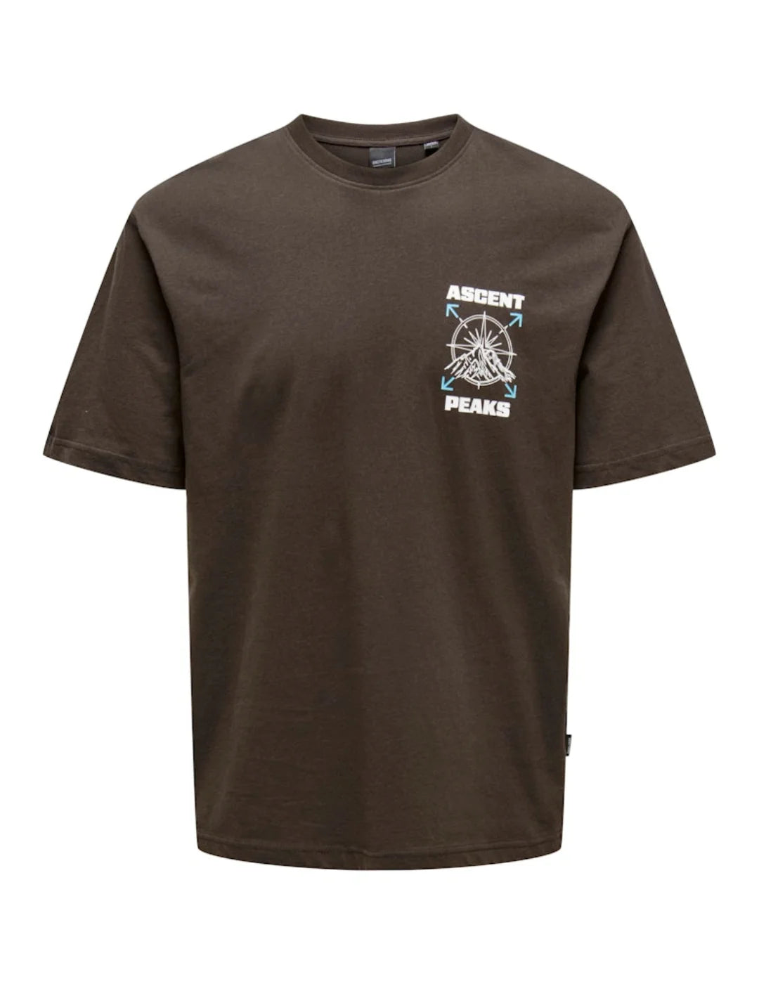 Camiseta ONLY&SONS Keane Ascent Peaks Marrón | Bicos de Fío