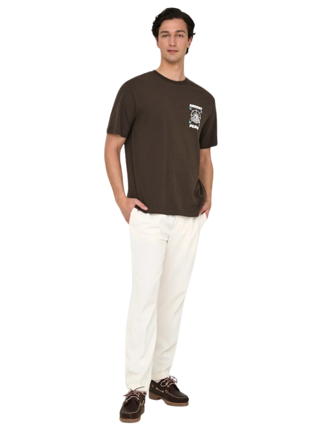 Camiseta ONLY&SONS Keane Ascent Peaks Marrón | Bicos de Fío