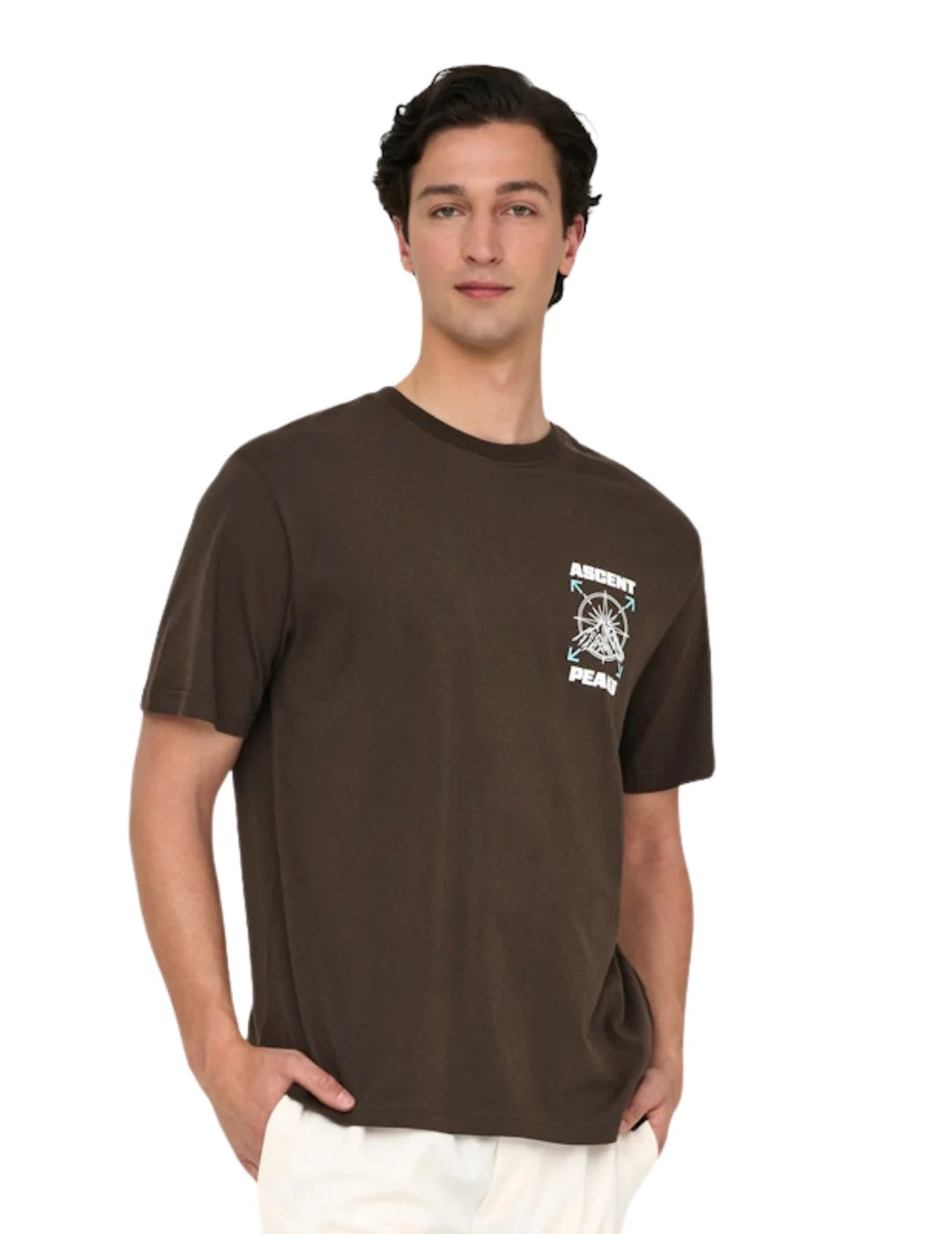 Camiseta ONLY&SONS Keane Ascent Peaks Marrón | Bicos de Fío