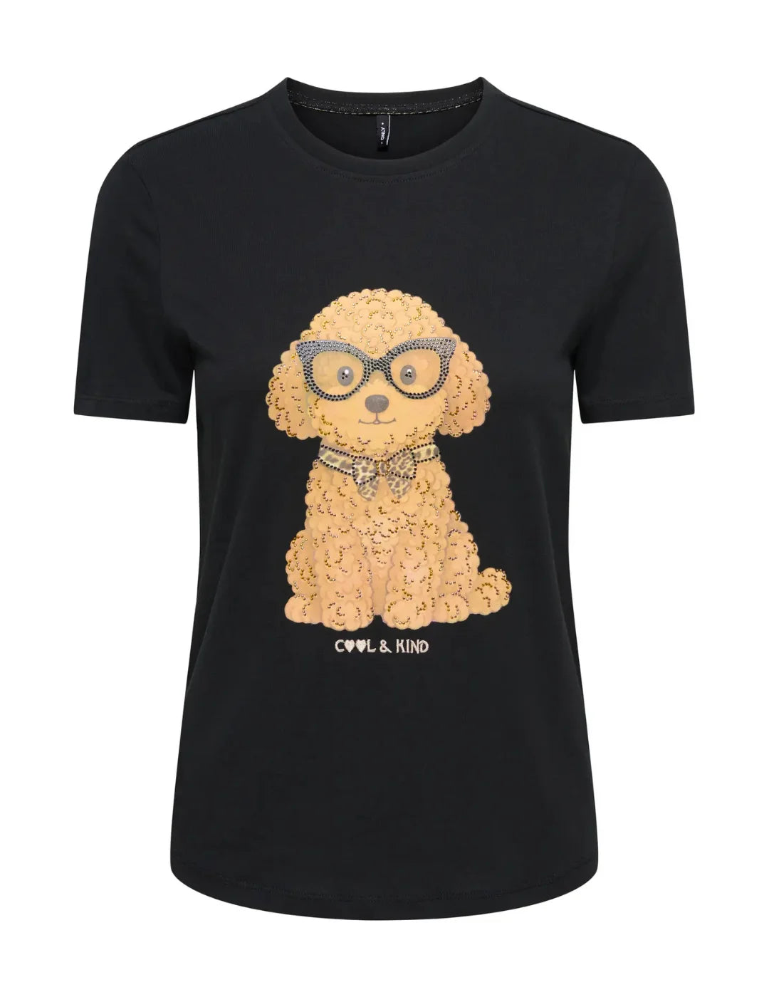 Camiseta ONLY Baria Dog Glasses Negro | Bicos de Fío