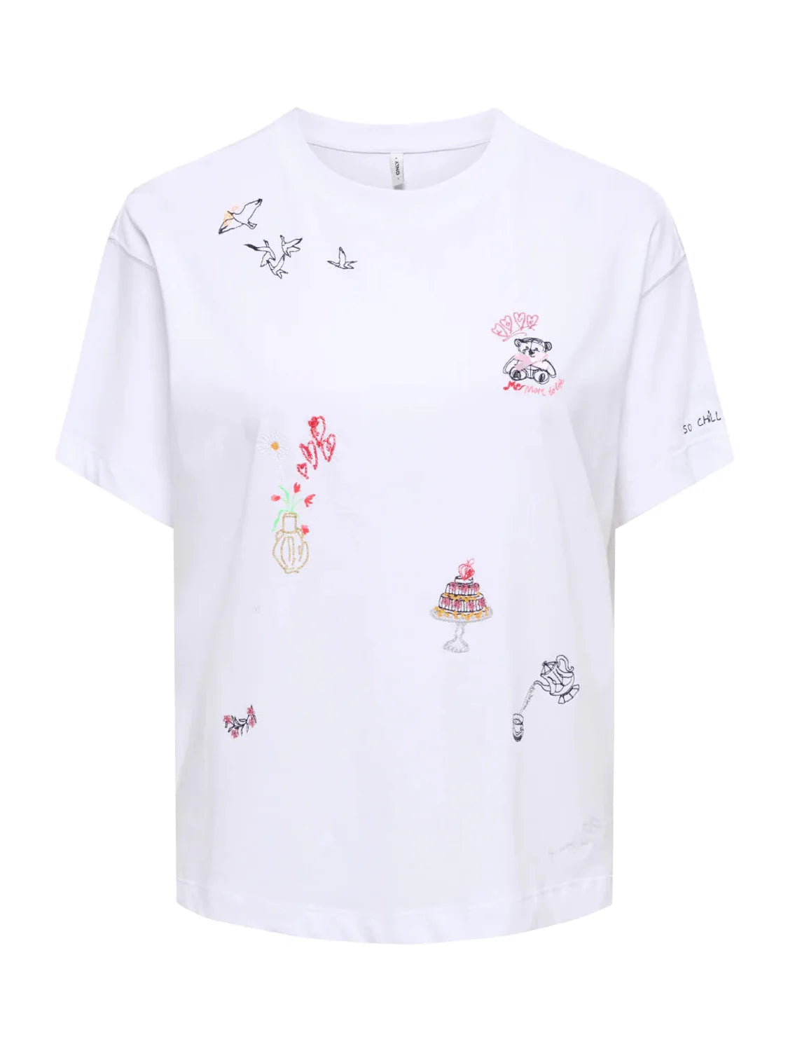Camiseta ONLY Emmina So Chill Blanco | Bicos de Fío