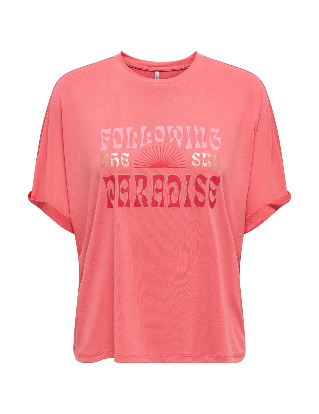 Camiseta ONLY Free Paradise Coral | Bicos de Fío