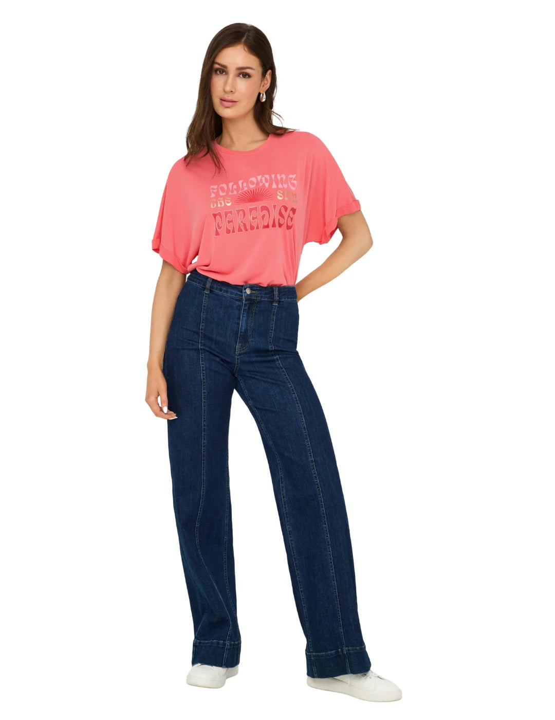 Camiseta ONLY Free Paradise Coral | Bicos de Fío