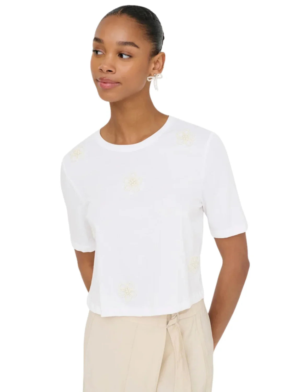 Camiseta ONLY Joni Blanco | Bicos de Fío