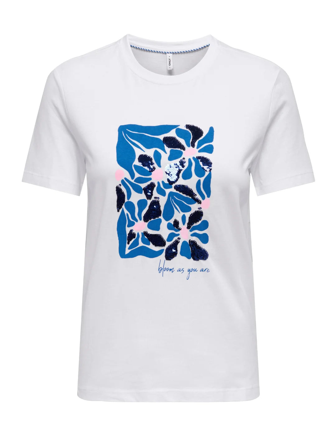 Camiseta ONLY Kita Flor Rita Blanco | Bicos de Fío