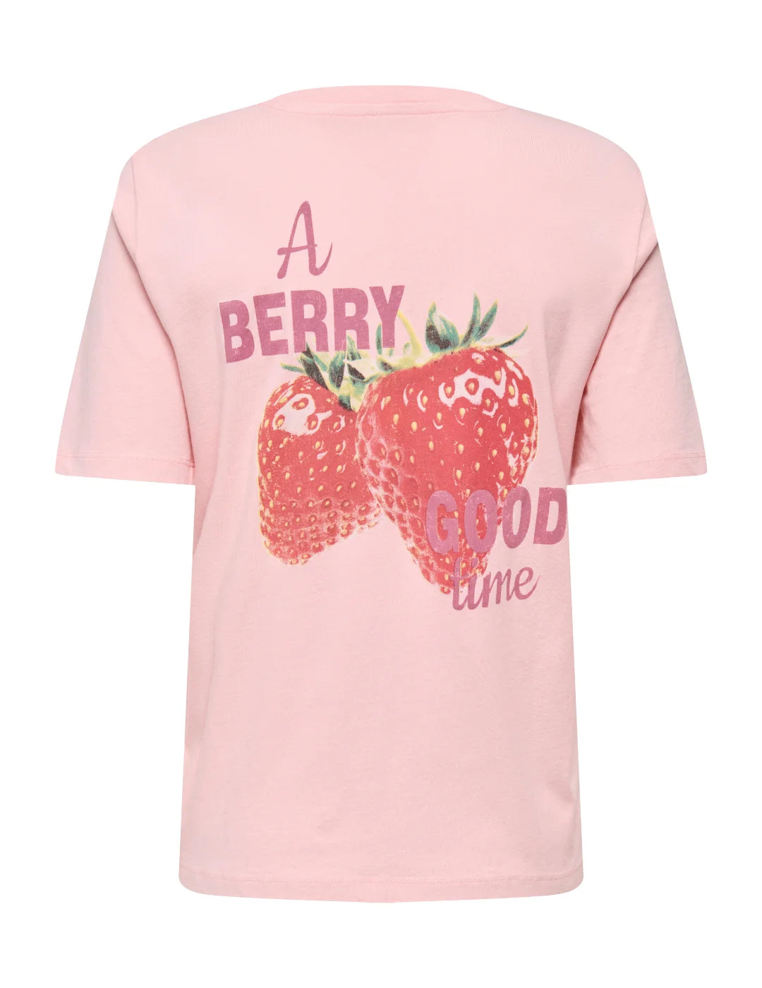 Camiseta ONLY Lucy Straweberry Rosa | Bicos de Fío