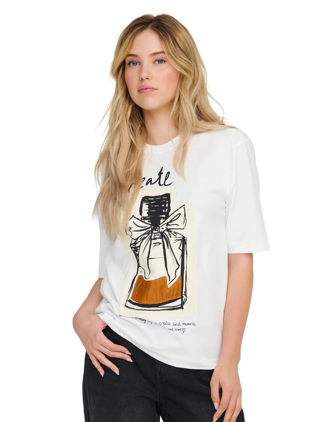 Camiseta Only Onlkate Perfume Blanco | Bicos de Fío
