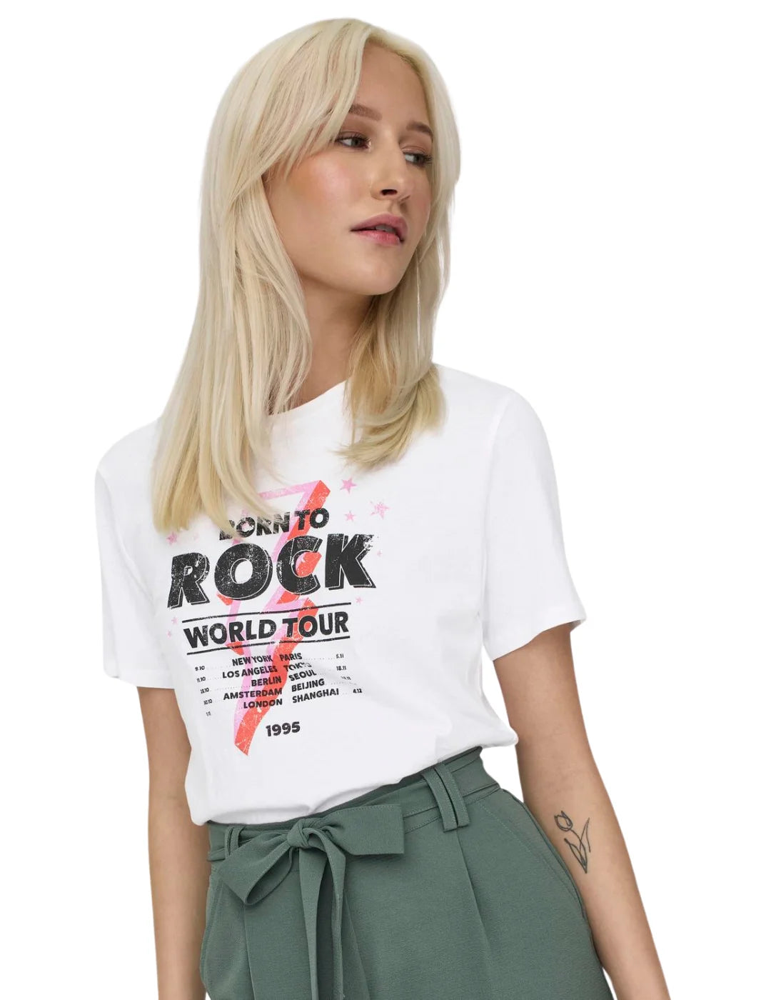 Camiseta Only Onllucia Rock Blanco | Bicos de Fío