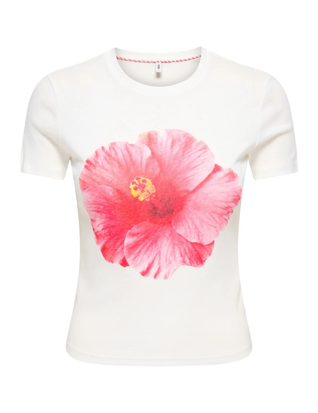 Camiseta ONLY Princess Pink Flower Blanco | Bicos de Fío