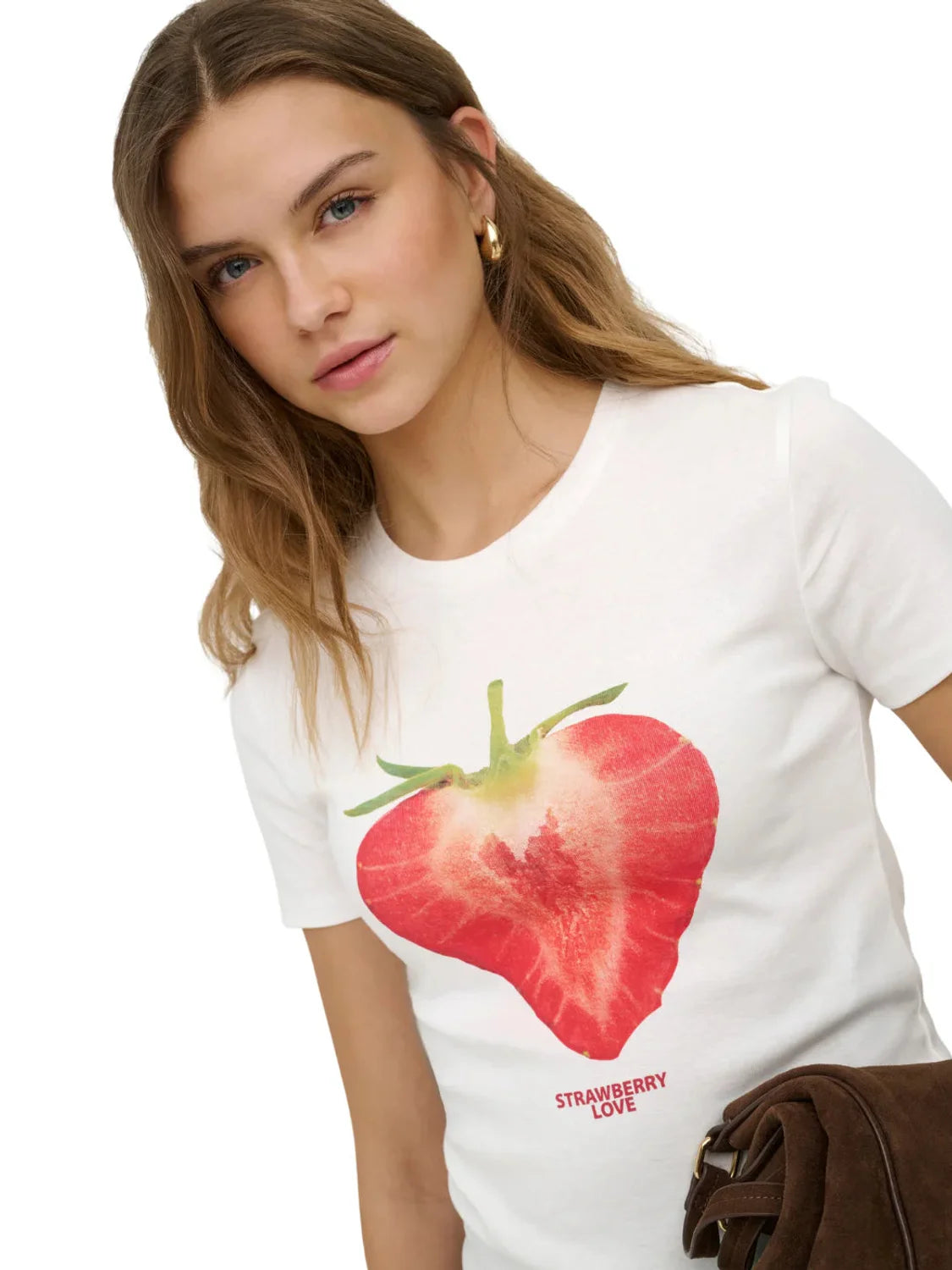 Camiseta ONLY Princess Strawberry Blanco | Bicos de Fío