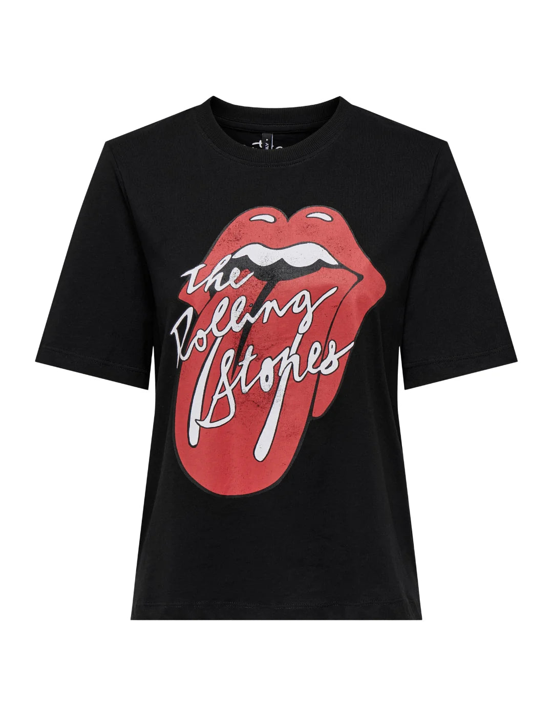 Camiseta ONLY Rolling Stones Lengua Negro | Bicos de Fío