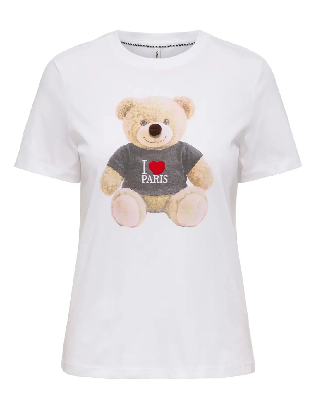 Camiseta ONLY Teddy Love Paris Blanco | Bicos de Fío