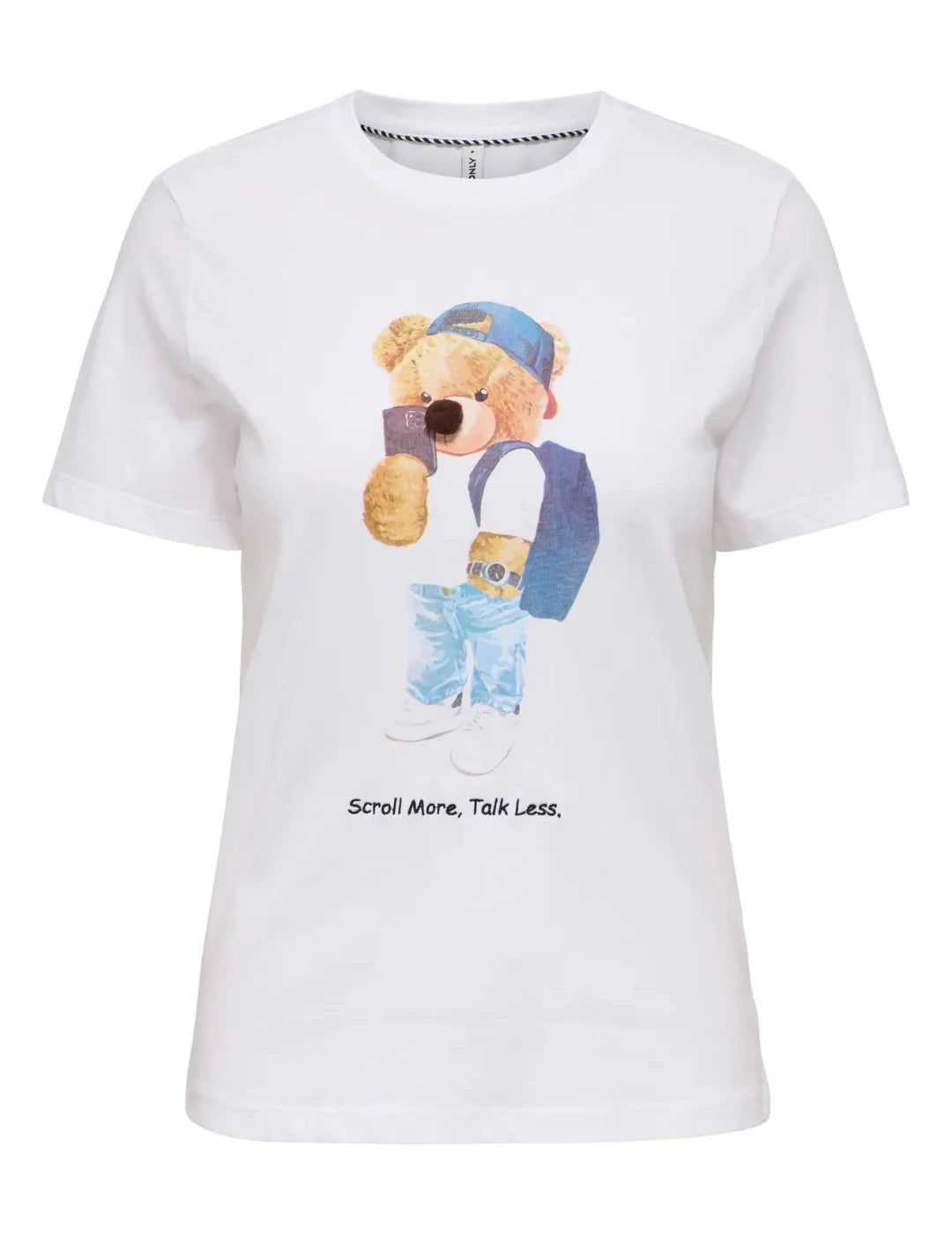Camiseta ONLY Teddy Talk Blanco | Bicos de Fío