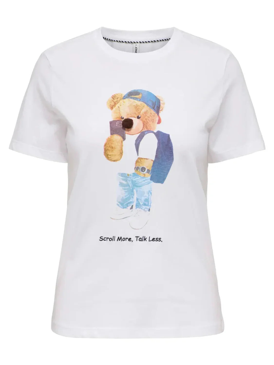 Camiseta ONLY Teddy Talk Blanco | Bicos de Fío
