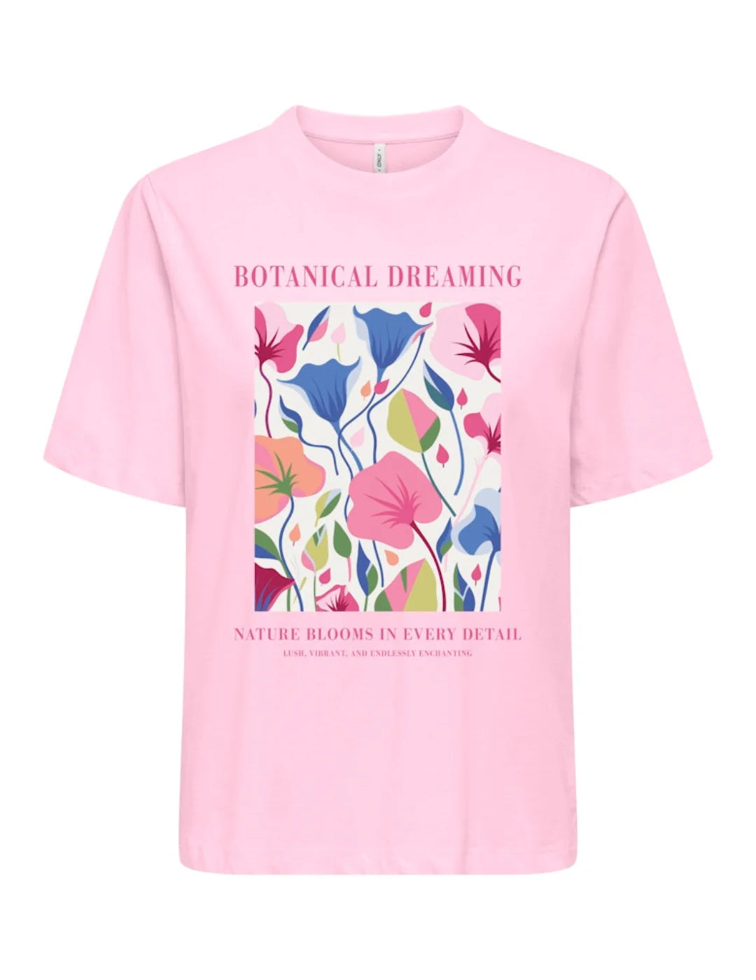 Camiseta ONLY Trudy Botanical Rosa | Bicos de Fío