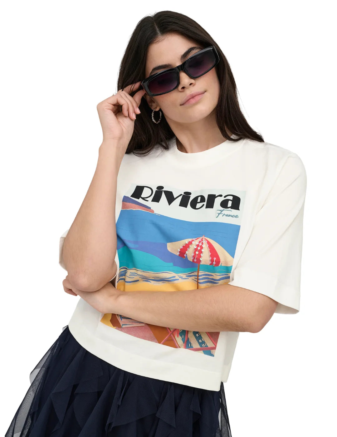 Camiseta ONLY Vega Riviera Blanco | Bicos de Fío