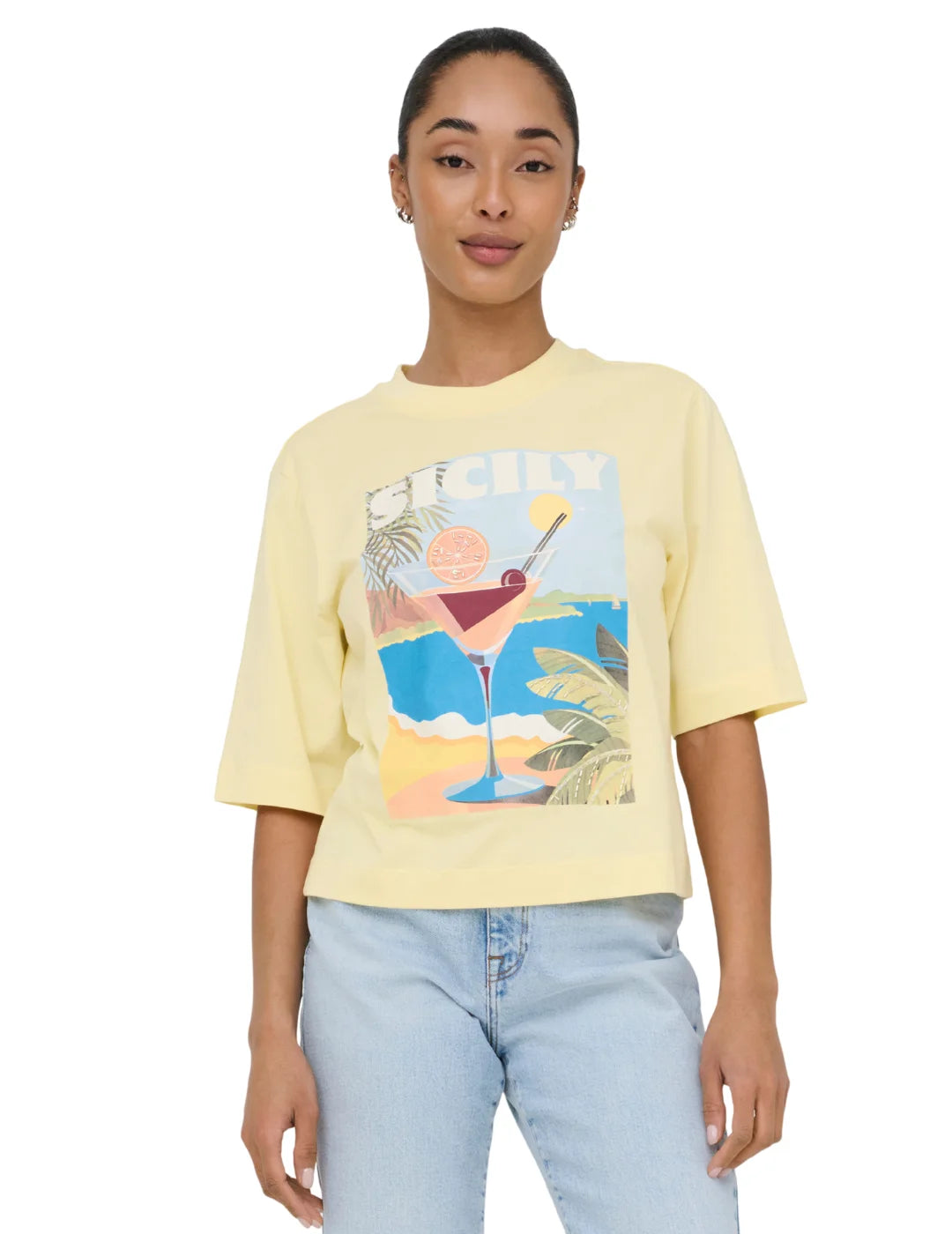 Camiseta ONLY Vega Sicily Amarillo | Bicos de Fío