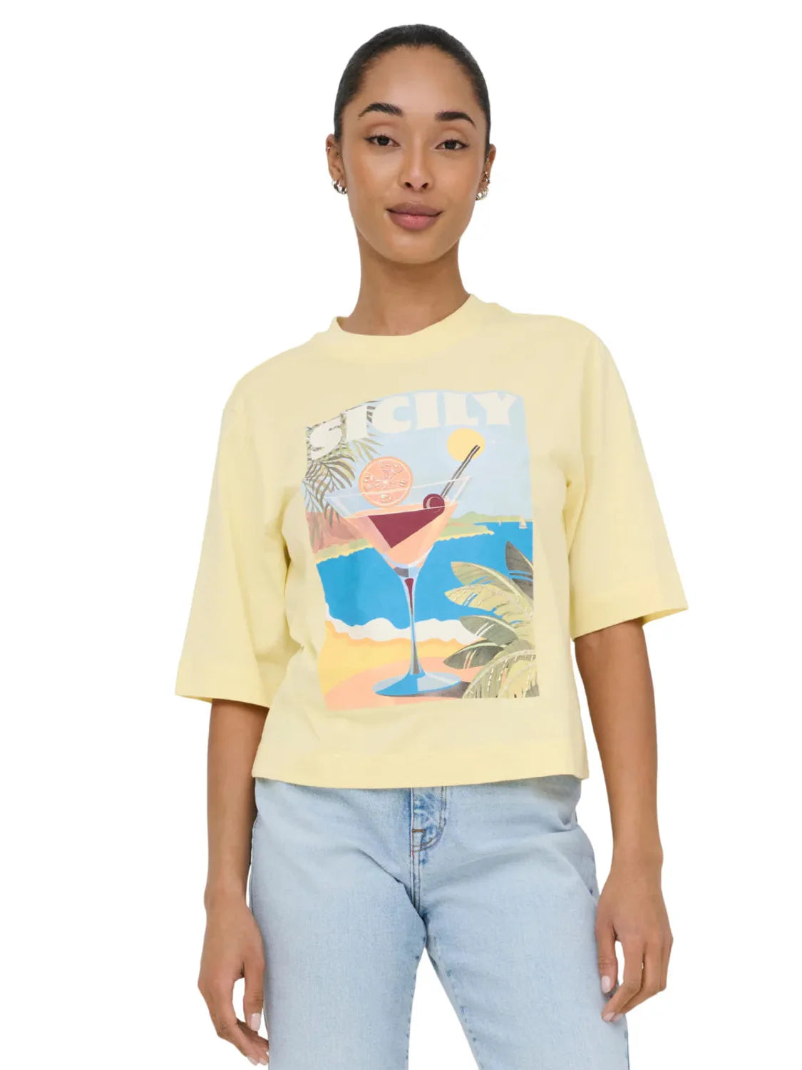 Camiseta ONLY Vega Sicily Amarillo | Bicos de Fío