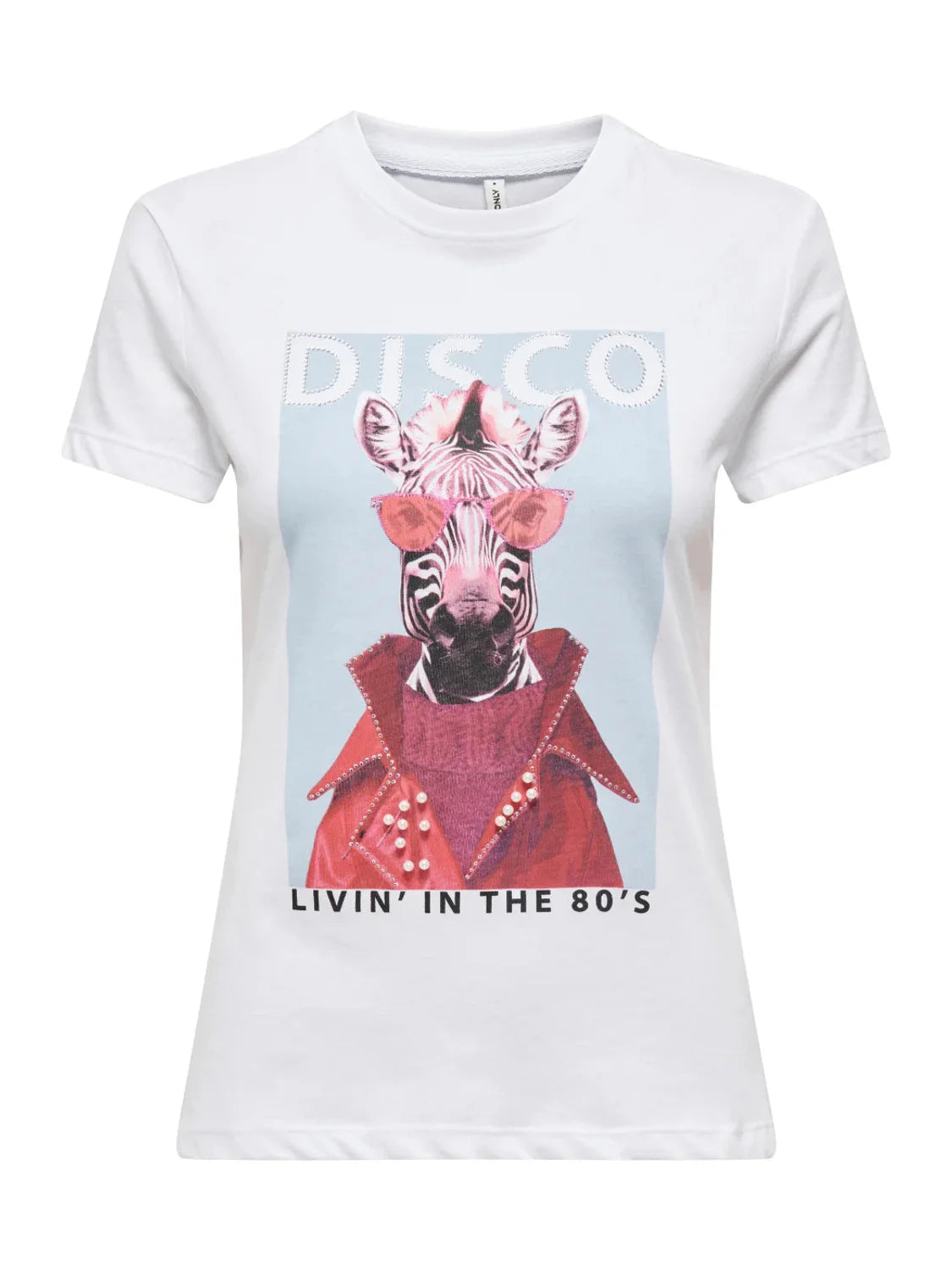 Camiseta ONLY Vibe Disco Blanco | Bicos de Fío