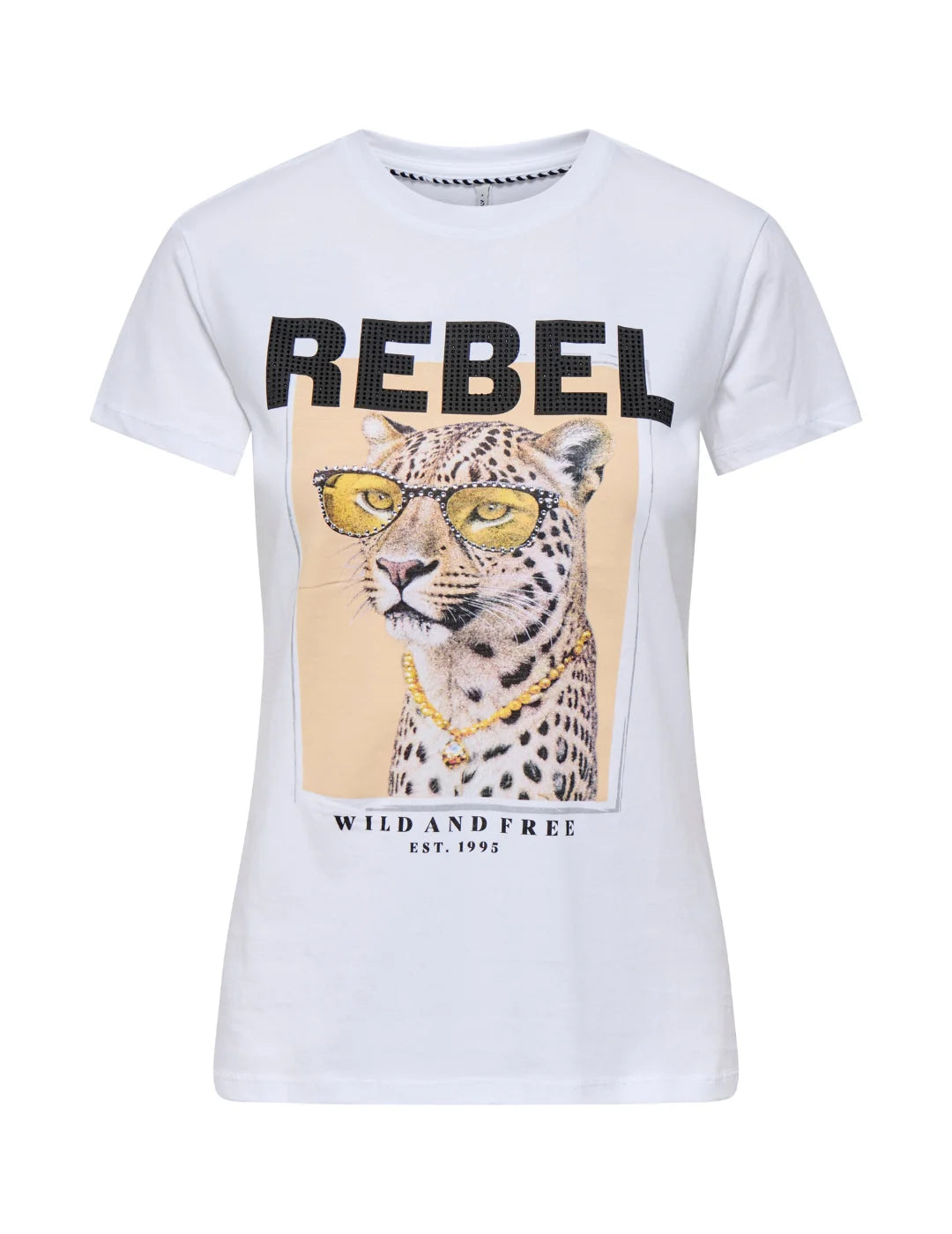Camiseta ONLY Vibe Rebel Blanco | Bicos de Fío