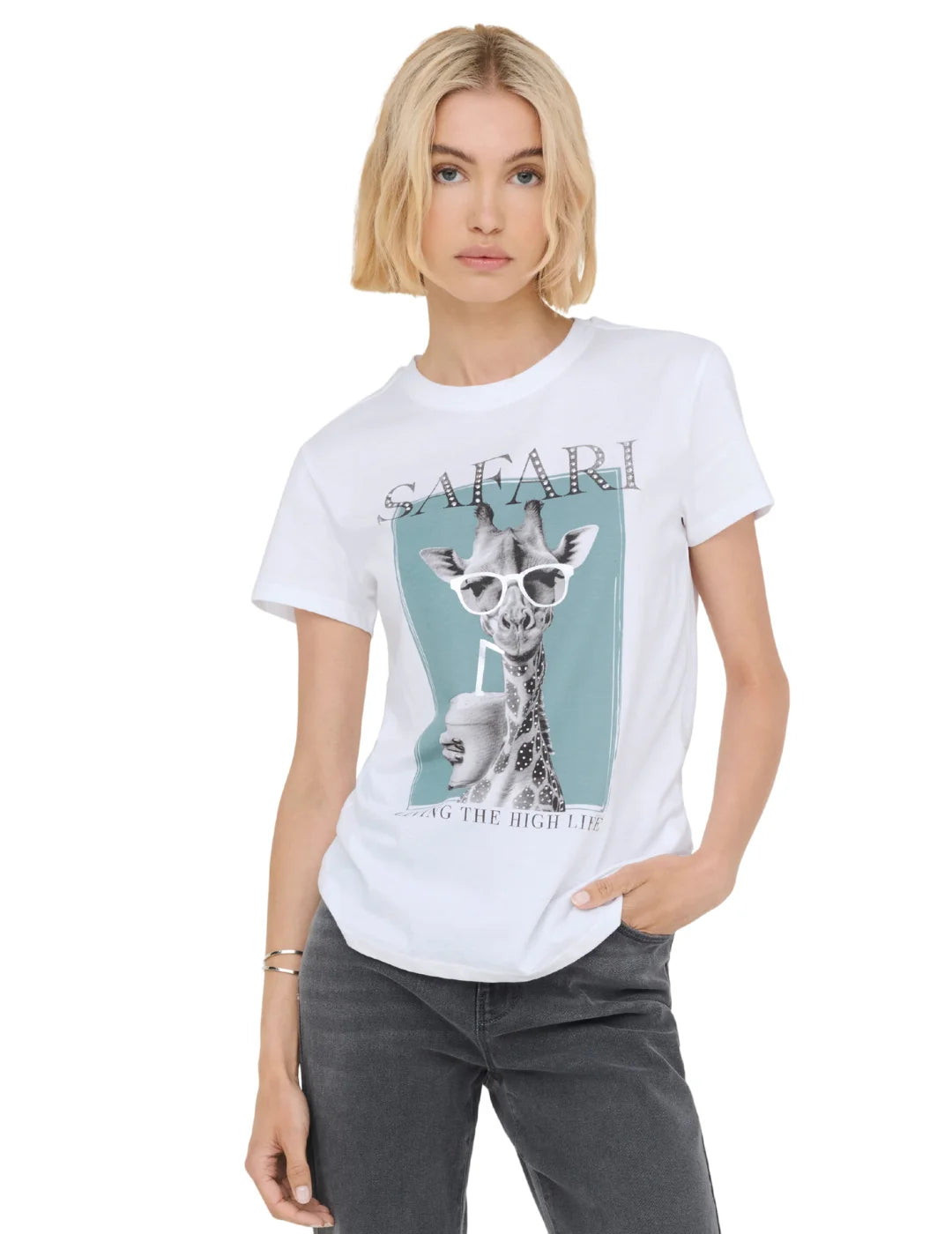 Camiseta ONLY Vibe Safari Blanco | Bicos de Fío