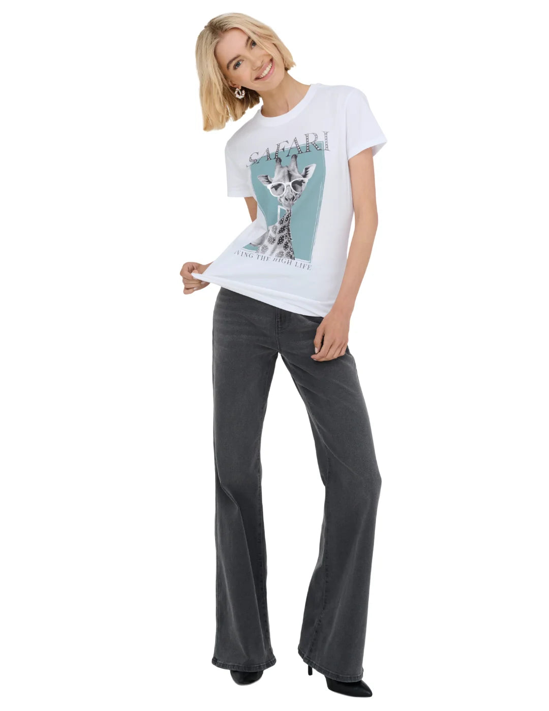 Camiseta ONLY Vibe Safari Blanco | Bicos de Fío